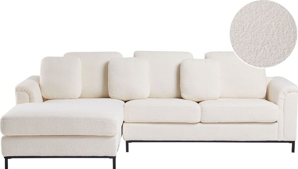 BELIANI Divano angolare bianco bouclè imbottito lato destro a L moderno cuscini decorativi soggiorno