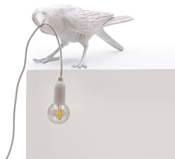 SELETTI Lampada LED da tavolo Bird Lamp, giocosa, bianco