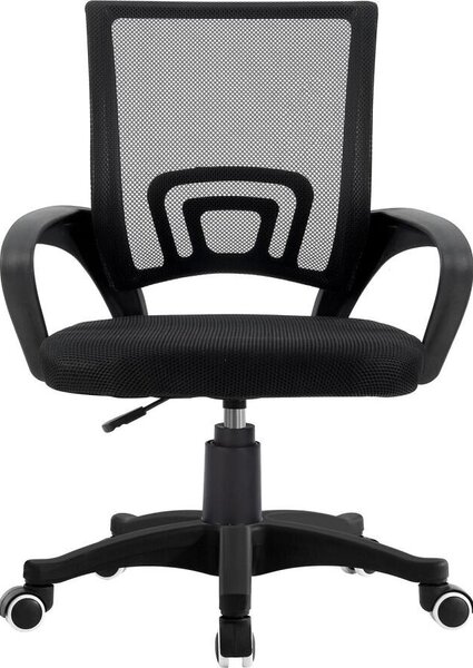 Platinet Sedia da ufficio moderna con rotelle e schienale in rete, regolabile in altezza - Nero