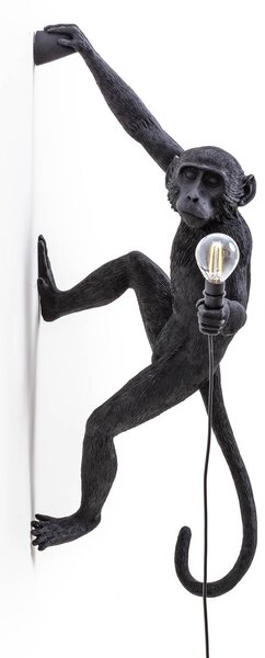 SELETTI Monkey Lamp lampada decorativa da parete destra nera, Nero, Plastica, Design