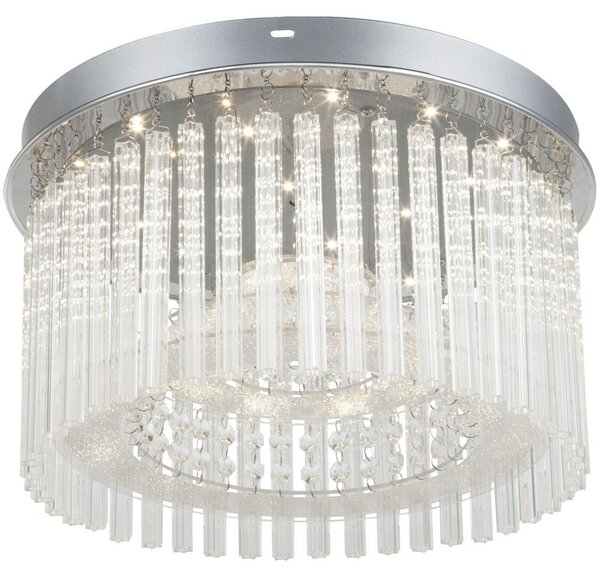 Plafoniera LED, aste in vetro, cromo, diametro 37 cm