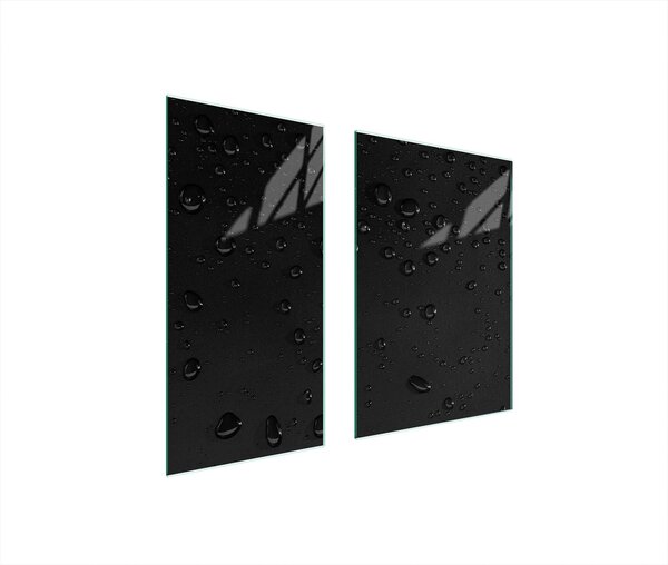 Piastre copri fornelli 2 pezzi 75x52 Copri piano cottura in Vetroceramica tagliere in vetro goccia nera