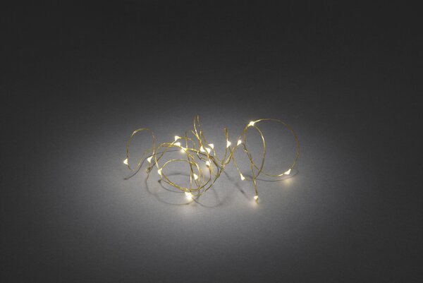 Konstsmide - Catena luminosa a micro LED, timer da 6 ore, 40 LED bianco caldo, alimentata a batteria, per interni, filo color ottone; 1461-180