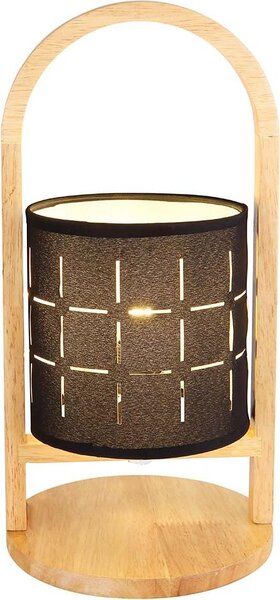 Lampada da tavolo a LED, legno, tessuto nero, H 33 cm
