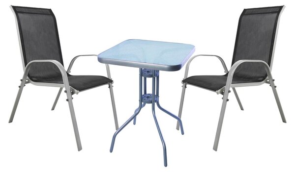 Set da bistrot, set da bistrot 3 pezzi, grigio argento/nero