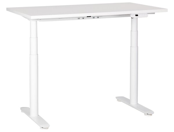 BELIANI Scrivania regolabile in altezza piano bianco struttura in acciaio bianco 120 x 72 cm regolazione elettrica in altezza ufficio moderno