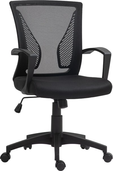 Sedia da ufficio Fortuna Lai con funzione di inclinazione, sedia da scrivania regolabile in altezza, sedia girevole con portata fino a 120 kg, per ufficio, studio, nera