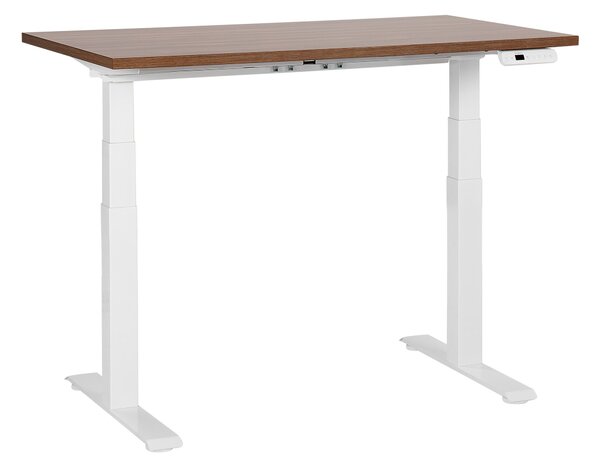 BELIANI Scrivania regolabile in altezza piano in legno scuro con struttura in acciaio 120 x 72 cm regolazione elettrica in altezza ufficio moderno