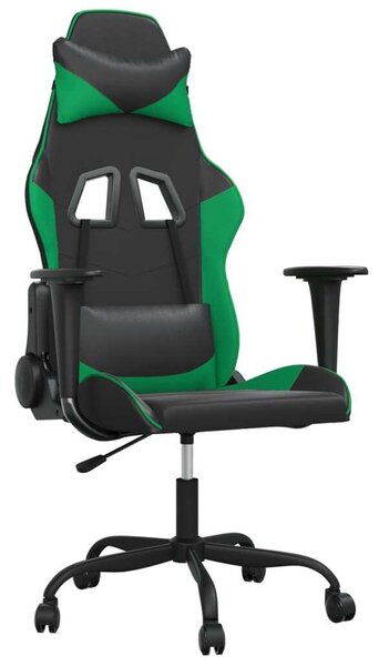 Sedia da Gaming Nera e Verde in Pelle finta