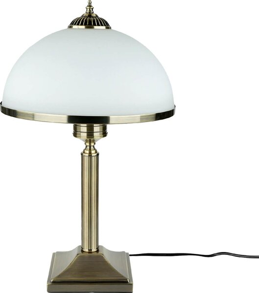 Lampada da tavolo paralume in vetro 50 cm in ottone bianco antico Art Nouveau 2x E14 lampada da tavolo