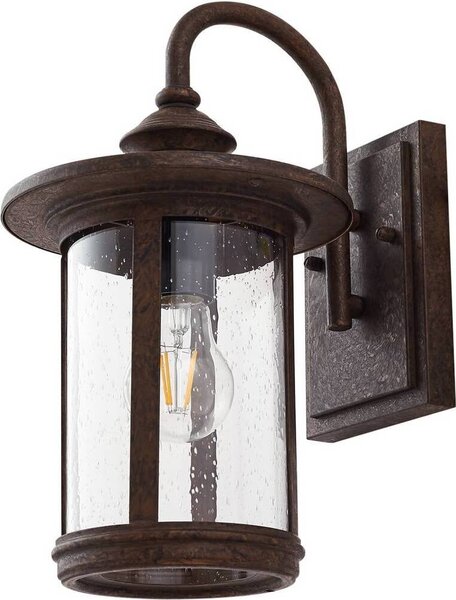 Lampada da parete per esterni Lindby Zayn, color ruggine, vetro, IP23