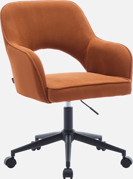 Sedia da ufficio in velluto a coste con rotelle, Camel