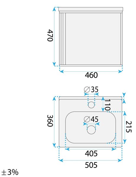 Set di mobili da bagno con lavabo Gama T25023 KJM 50CM