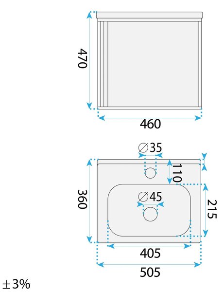 Set di mobili da bagno con lavabo Gama T25023 HHL 50CM