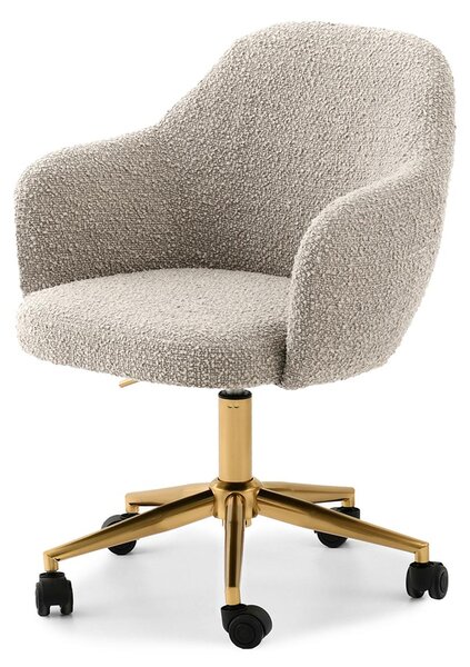 Sedia girevole imbottita NATHALY - beige / oro