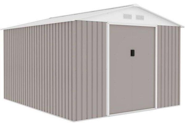 Capanno da giardino in metallo, 8,84 m² – 277 x 319 x 202 cm – completo di kit di ancoraggio – color tortora