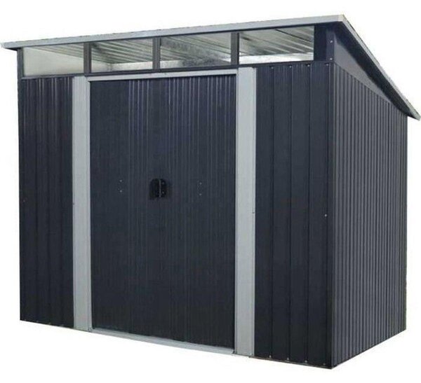 Armadietto da giardino in metallo, colore antracite, dimensioni 4,59 m², completo di kit di fissaggio, pannelli in acciaio da 0,25 mm