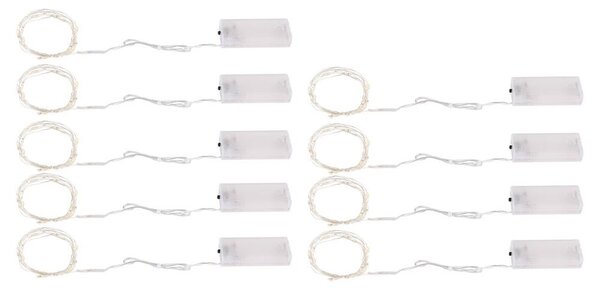 Catene luminose a LED, 180 LED, alimentate a batteria, colore argento, lunghezza 220 cm