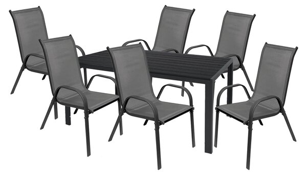 Set da giardino Set di sedute 7 pezzi 180x90cm Alluminio / Non Legno