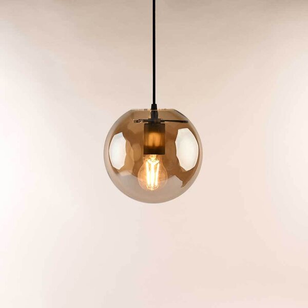 S.luce Orb glass globe gallery lamp 5m sospensione gallery lamp chrome/smoke Ø 50cm round