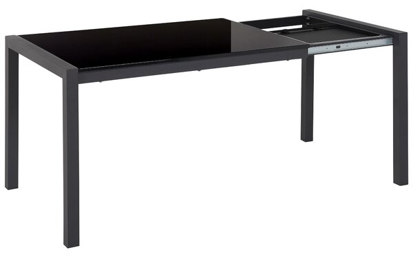 BELIANI - Tavolo da pranzo nero, 120/160 x 80 cm, rettangolare, allungabile, piano tavolo adatto per 6 persone, design moderno e minimalista, ideale per sala da pranzo o cucina