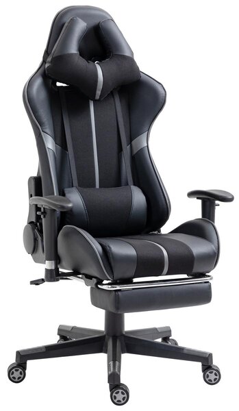 Sedia da gioco Delman ergonomica con massaggio USB con poggiapiedi, sedia da ufficio con cuscino per la testa e supporto lombare, 30GY