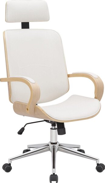 Sedia da ufficio ergonomica - Sedia con seduta - Comfort regolabile, adatta per l'ufficio e la casa | Colore: Naturale/Bianco
