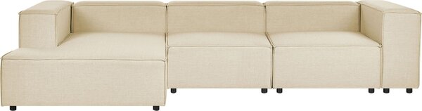 BELIANI Divano componibile beige con rivestimento in lino Divano angolare a 3 posti lato destro stile moderno soggiorno