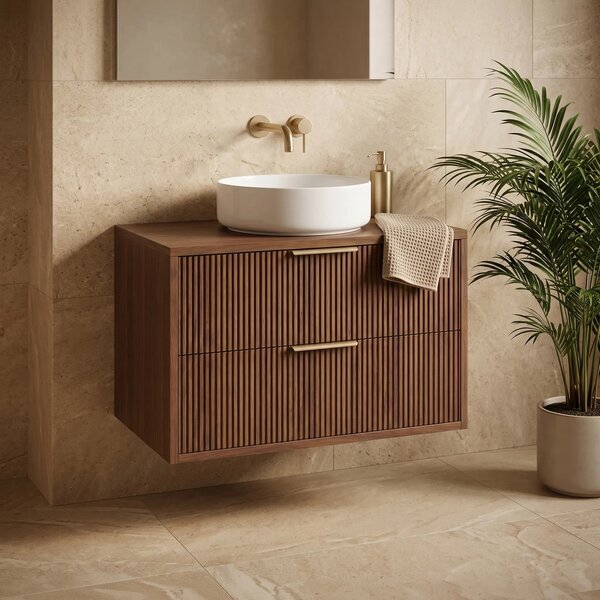Mobile bagno sotto lavabo Rea Mono 80cm Brown