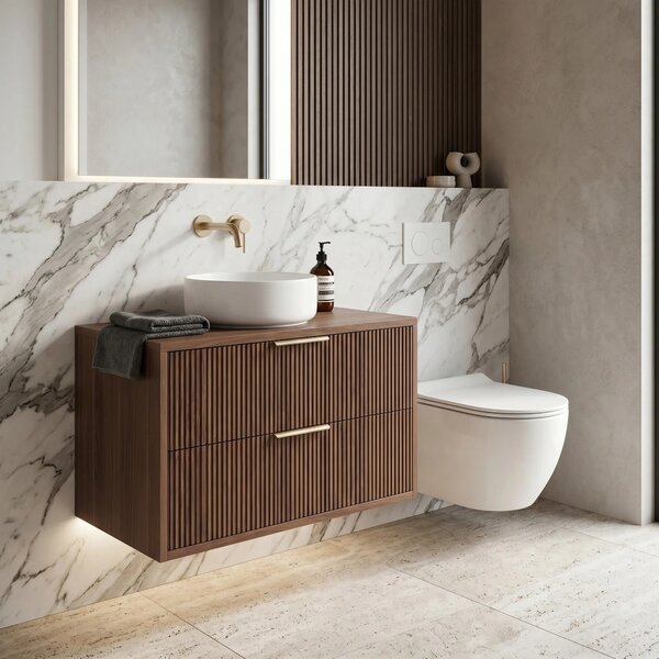Mobile bagno sotto lavabo Rea Mono 80cm Brown