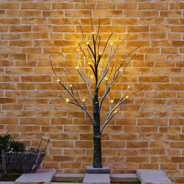 Albero luminoso led marrone con tronco e base 60 cm Bianco caldo 3000K a batteria Wisdom