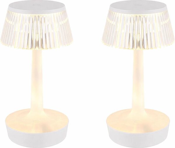 Set di 2 lampade da tavolo a LED, dimmer touch, effetto cristallo, H 23 cm