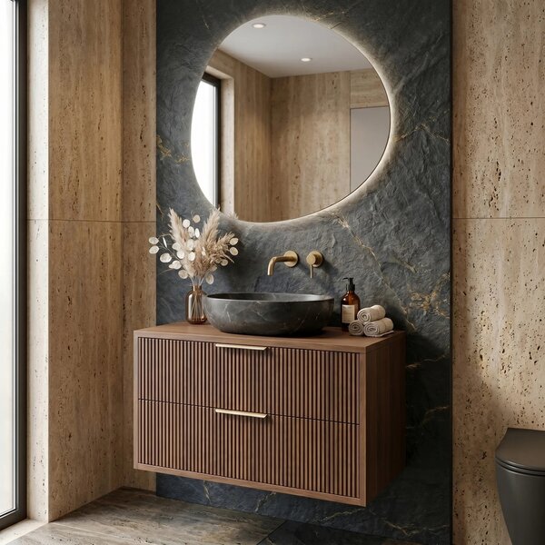 Mobile bagno sotto lavabo Rea Mono 80cm Brown