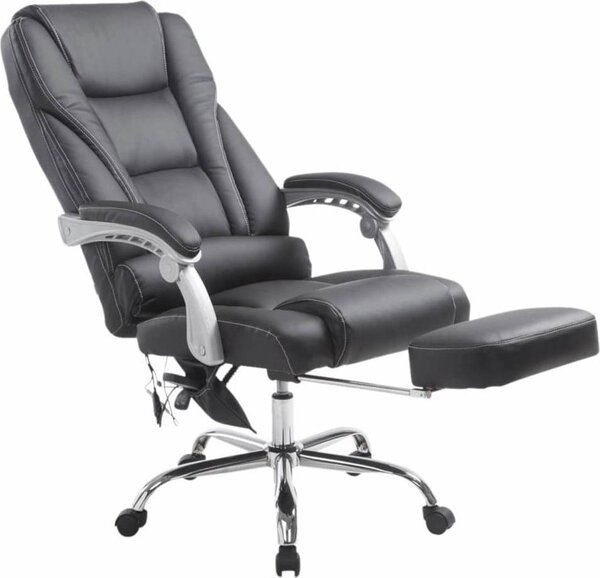 Sedia da ufficio con massaggio - Sedia ergonomica, relax, costruzione in pelle di alta qualità | Colore: Nero