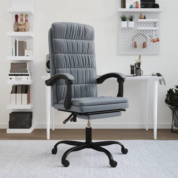 VidaXL Sedia da ufficio con funzione reclinabile Velluto grigio scuro - Sedia da ufficio con funzione reclinabile - Sedie da ufficio con funzione reclinabile - Sedia da ufficio con funzione relax - Sedia da scrivania