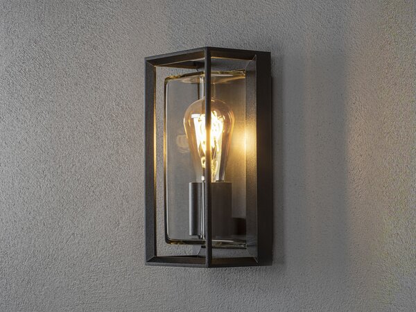 Brindisi applique con sensore E27 nero con vetro trasparente