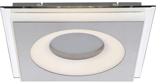 Plafoniera LED, metallo, specchio, acrilico satinato, L 34 cm