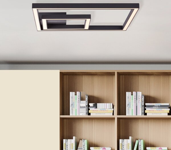 BRILLANTE plafoniera moderna a LED in nero | lampada da soffitto in 40x40 cm | metallo/plastica | 24W 2800 lumen 3000 Kelvin