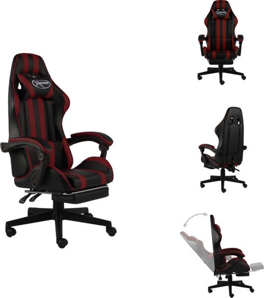 VidaXL Sedia da gioco con poggiapiedi in ecopelle nera e rosso vino - Sedie da ufficio