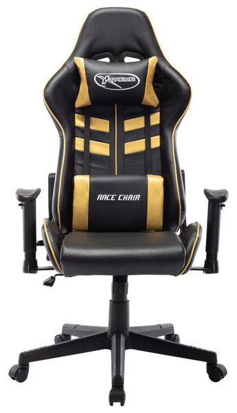 Sedia da Gaming Nera e Oro in Pelle finta