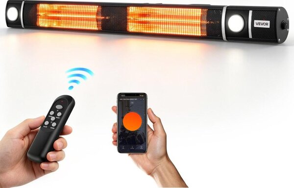 Stufa a infrarossi da parete - Potenza: 3000 W - Alluminio - Colore: nero - Controllo tramite Wi-Fi