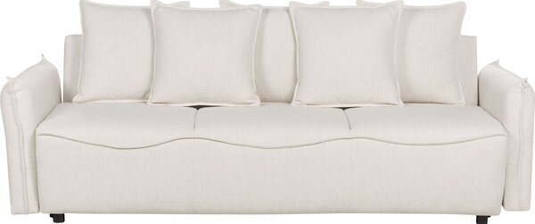 BELIANI Divano letto imbottito bianco panna con cuscini contenitore sfoderabili soggiorno moderno stile minimalista