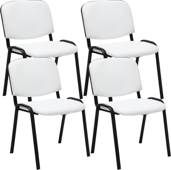 Set di 4 sedie per visitatori - sedie Beurs - comoda seduta trapuntata. Colore: bianco