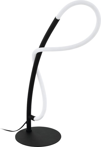 EGLO Lampada da tavolo a LED Egidonella, lampada da tavolo a 1 fiamma, lampada da comodino in acciaio e plastica, lampada da soggiorno in nero, bianco, con interruttore