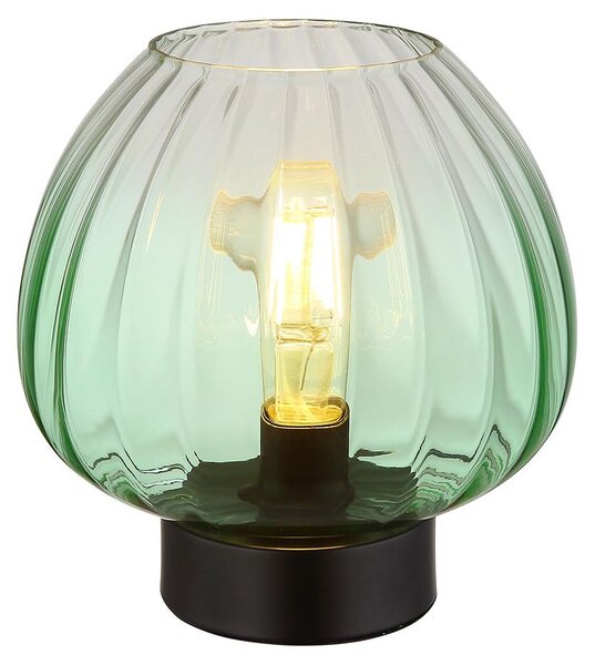 Lampada da tavolo a LED, metallo, nera, vetro, verde, diametro 23 cm