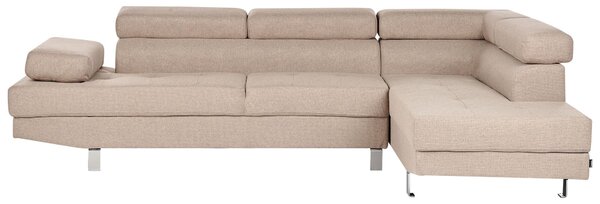 BELIANI Set di divani angolari sabbia con rivestimento beige Poggiatesta e braccioli regolabili a forma di L
