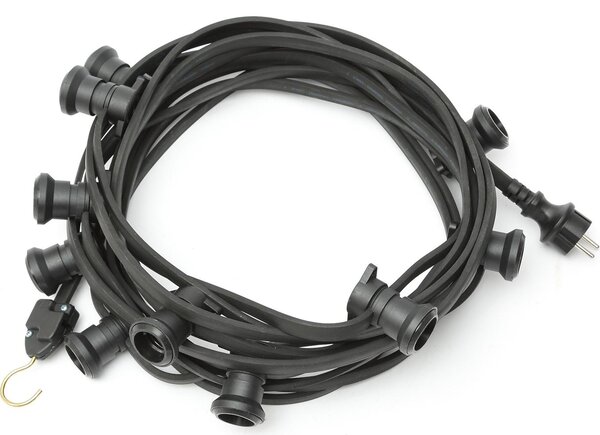 Catena luminosa per feste BLACKY 5m - catena luminosa per esterni nera - 5 x attacco a vite E27