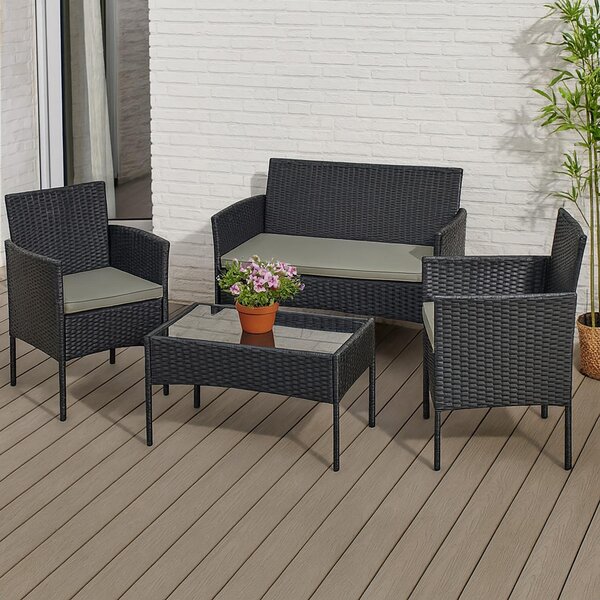 Set di mobili da giardino neri 4 pezzi Wiebke