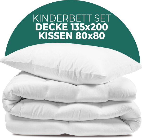 KNERST® Set di piumini per bambini con cuscino - Set di piumini per bambini per sogni accoglienti e morbidi - Dimensioni: piumino 135x200 cm / cuscino 80x80 cm