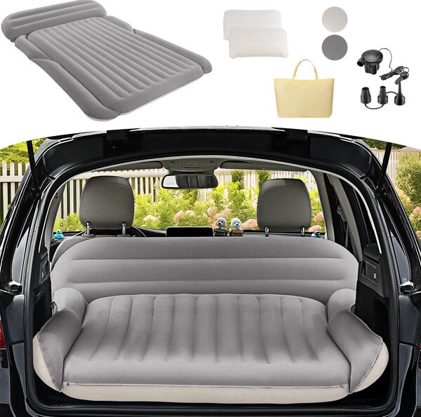 Materasso gonfiabile matrimoniale - Portatile - 192x125x12 cm - PVC - Bianco sporco, grigio chiaro